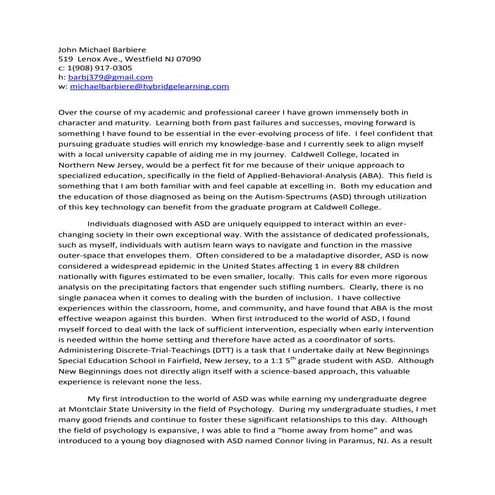 Mike's personal statement