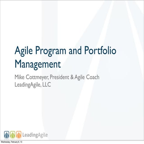 AgileLIVE Webinar - Agile Program & Portfolio Management
