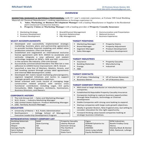 Mike Walsh Job Networking Profile