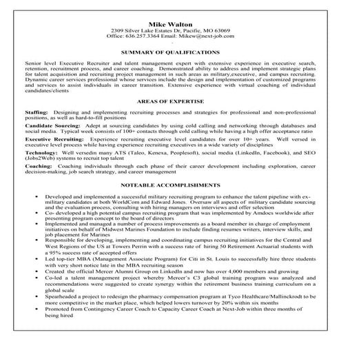 Mike Walton Exec Search Resume