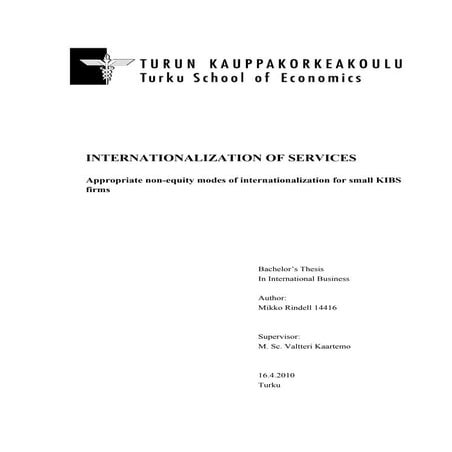 Internationalization of Services (KIBS)