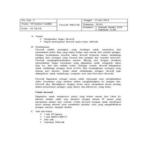 Mikrotik firewall chain forward
