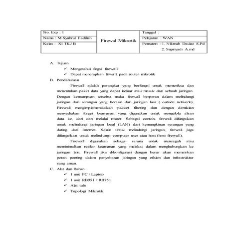 Mikrotik firewall chain input