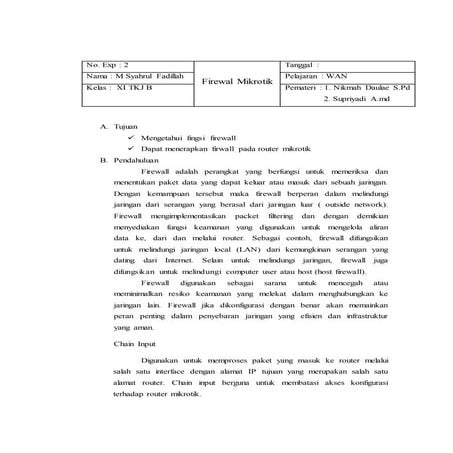 Mikrotik firewall chain input & firewall logging