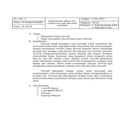 Mikrotik firewall chain tambahan