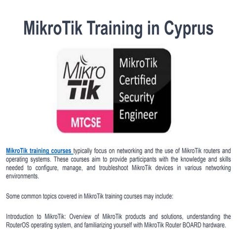 MikroTik Training in Cyprus