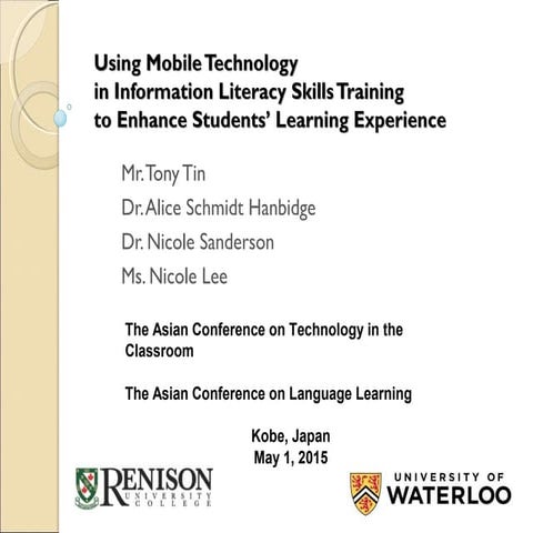 Using Mobile Technology in Information Literacy Skills Training to Enhance ...