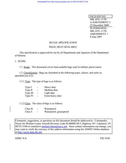 MIL PRF 131K Class I Data Sheet | DOC