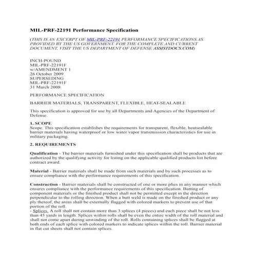 Mil prf-22191 Performance Specification | DOC
