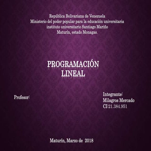 Milagros programacion lineal | PPTX