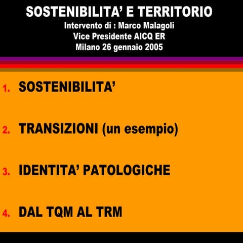 Sostenibilità e Territorio