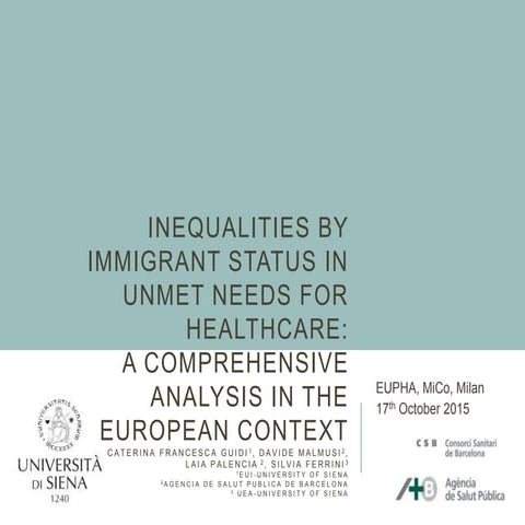 Inequalities by immigrant status in unmet needs for healthcare: a comprehens...
