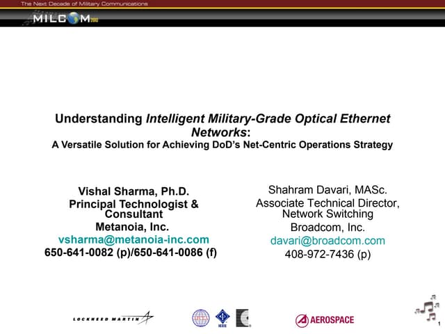 Milcom10 T10 Optical Ethernet Sharma Davari 2010 11 01