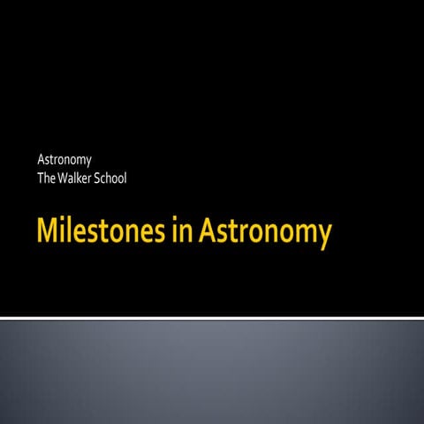 Milestones in Astronomy