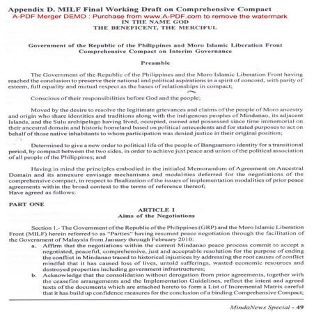 MILF Final Working Draft on Comprehensive Compact