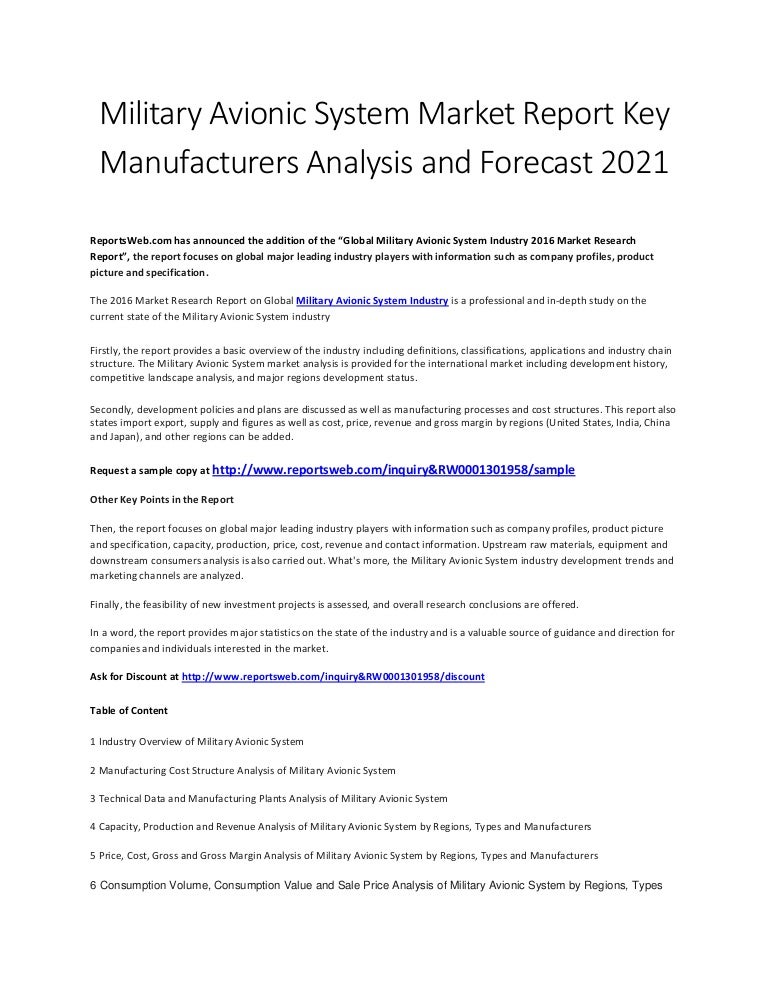 Global Military Avionic System Industry Report Analysis and Forecasts…