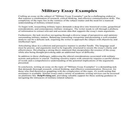Military Essay Examples. Seven Army Values Essay  Telegraph
