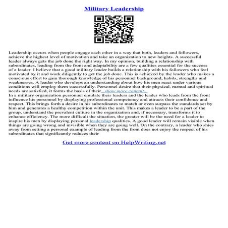 Military Leadership Essay