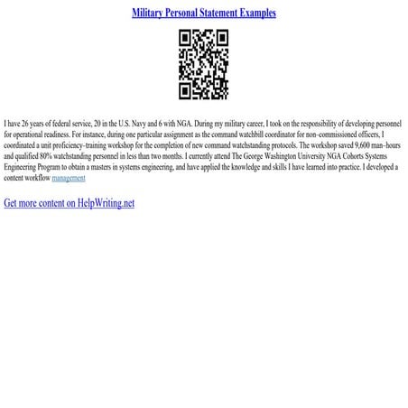 Military Personal Statement Examples | PPT