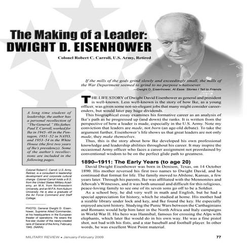 "The Making of a Leader: Dwight D. Eisenhower" (Military review 20090228_art010)