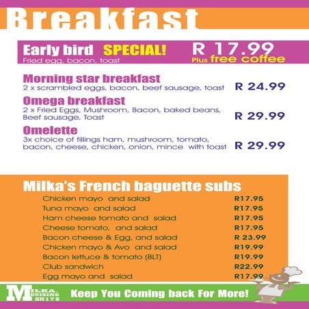Milka Menus