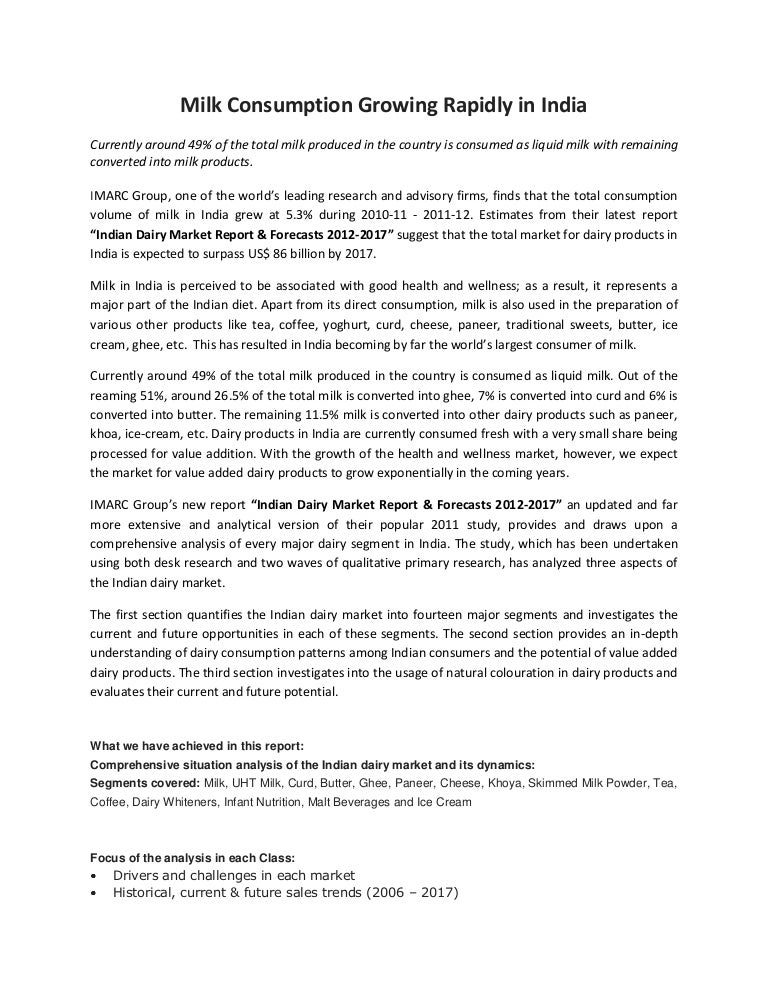 Milk consumption growing rapidly in india