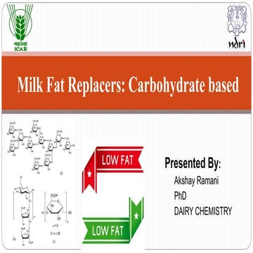 Milk fat replacers carbohydrate based