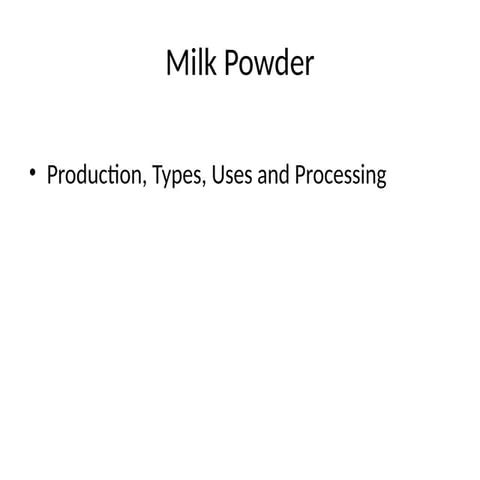 Dry milk powder | PDF