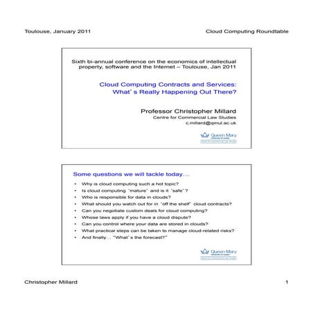 Cloud Computing Contracts and Services:  What's Really Happening Out There? T...