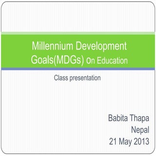 Millennium development goal(mdg) in...