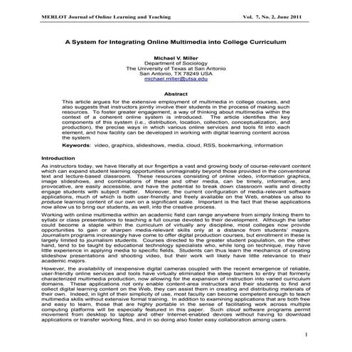 Miller -  A System for Integrating Online Multimedia into College Curriculum ...