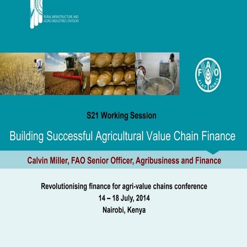 Building Successful Agricultural Value Chain Finance