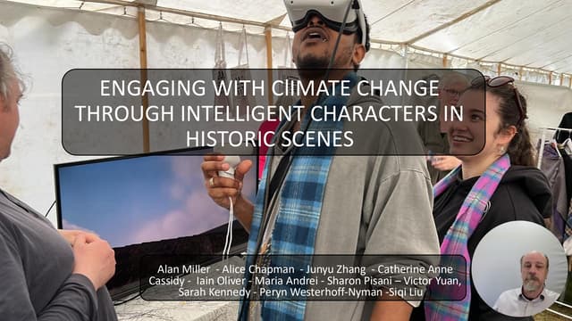 Engaging with climate change through intelligent characters in historic scenes