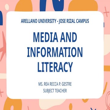 Media and Information Literacy Lesson 3. | PPTX