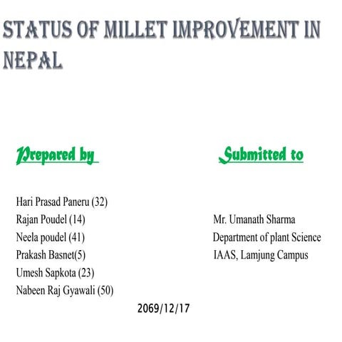 Millet research status and breeding program mes in Nepal