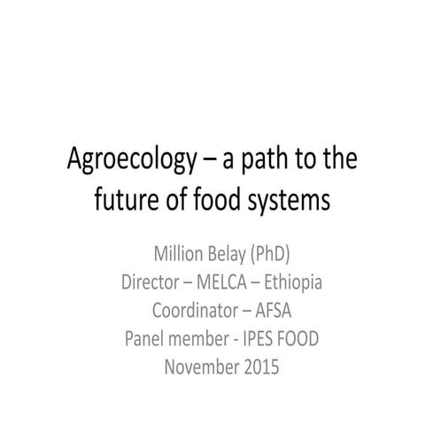 Agroecology – a path to the future of food systems