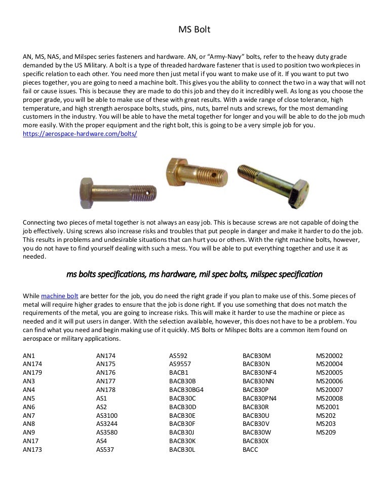 Mil spec bolt
