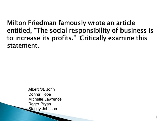 Milton Friedmans Views