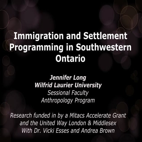Immigration and Settlement Programming in SW Ontario