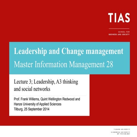 Lecture Master of Information Management about Leadership and Change management