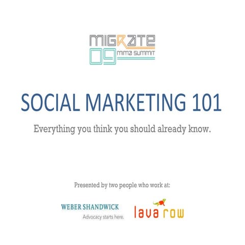 MIMA Summit Social Marketing 101 presentation