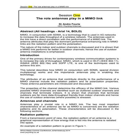 Role antennas play in a MIMO link - paper