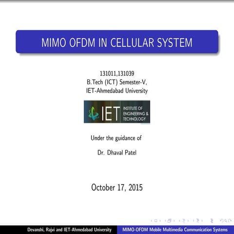 Mimo ofdm in cellular sysytem