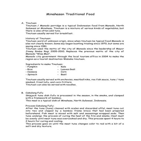 Minahasan Tradisional Food
