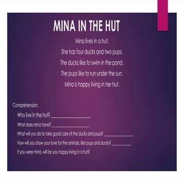 MINA IN THE HUT READING PROGRAM OF ROLDAN