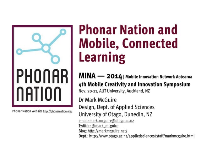Phonar Nation and Mobile, Connected Learning (#MINA2014)