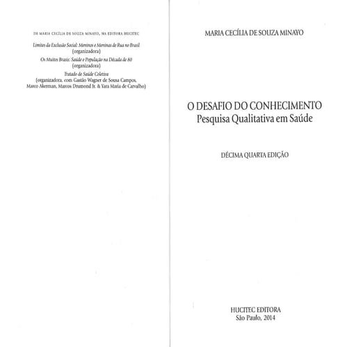 O DESAFIO DO CONHECIMENTO Pesquisa Qualitativa em Saúde | PDF