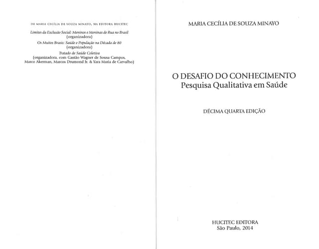 O DESAFIO DO CONHECIMENTO Pesquisa Qualitativa em Saúde | PDF