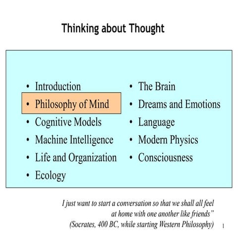 Philosophy of Mind - Part 2 of Piero Scaruffi's class "Thinking about Thought...