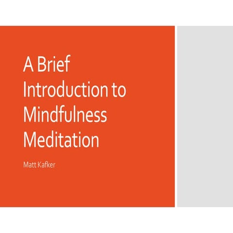 A Brief Introduction to Mindfulness Meditation